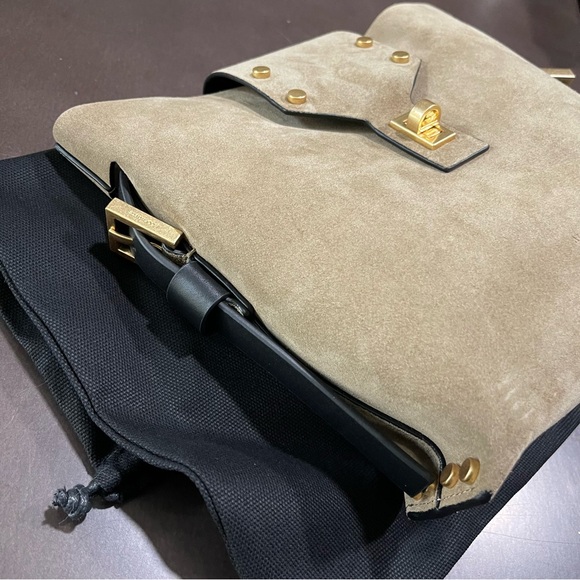 All Saints | NEW! Sughero Brown Suede Miro Stud Embellished Crossbody Bag - Picture 6 of 10